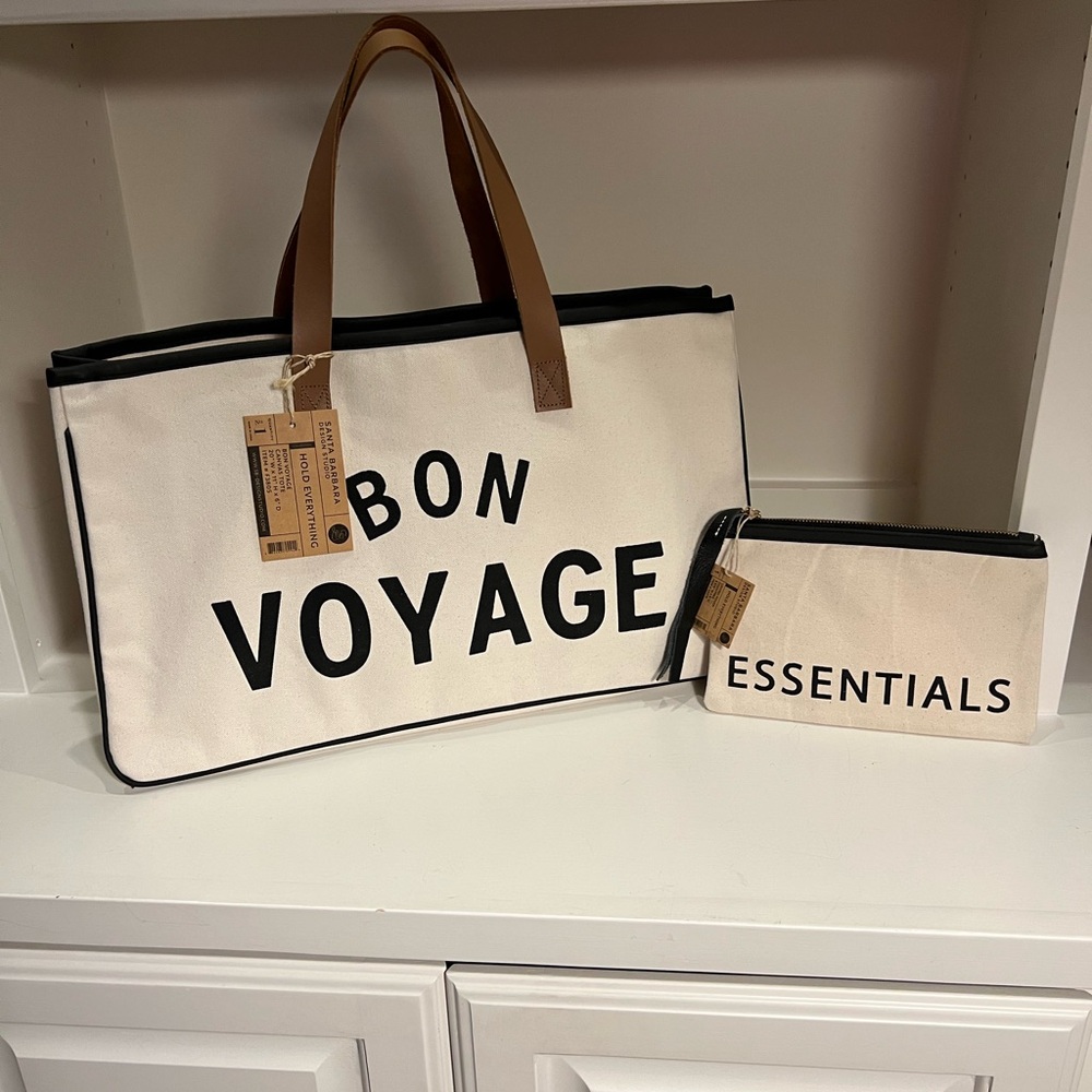 Very Large Canvas Tote Bag & Small Zipper Canvas Pouch. New With Tags!